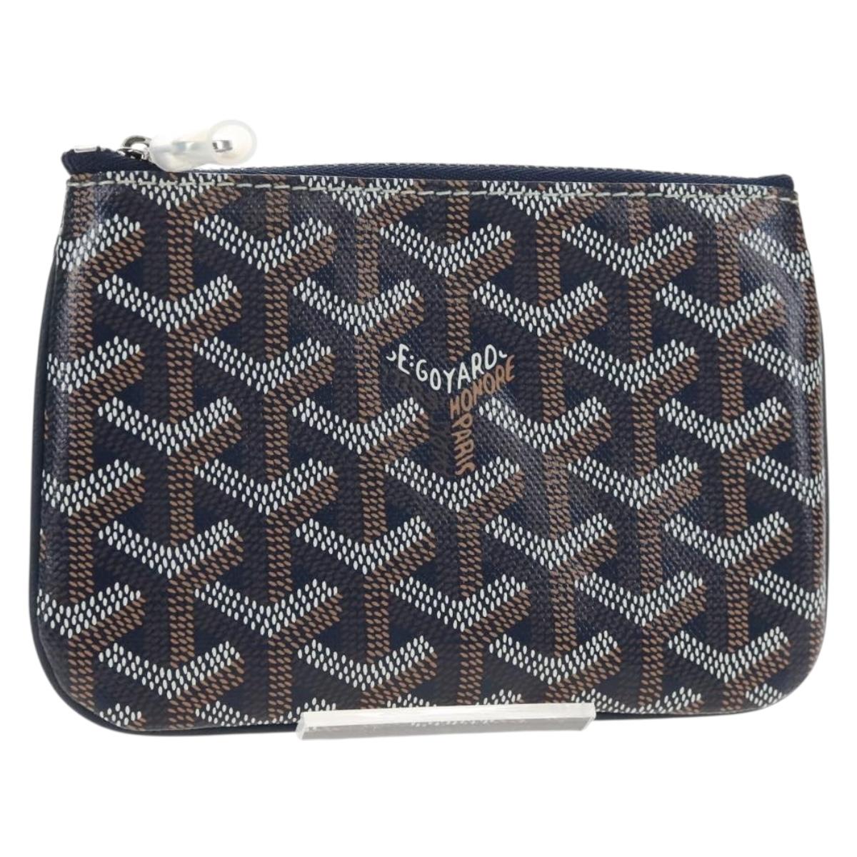 Goyard Herringbone Sena Mini Pouch PVC Leather Navy Auth SW2902SM