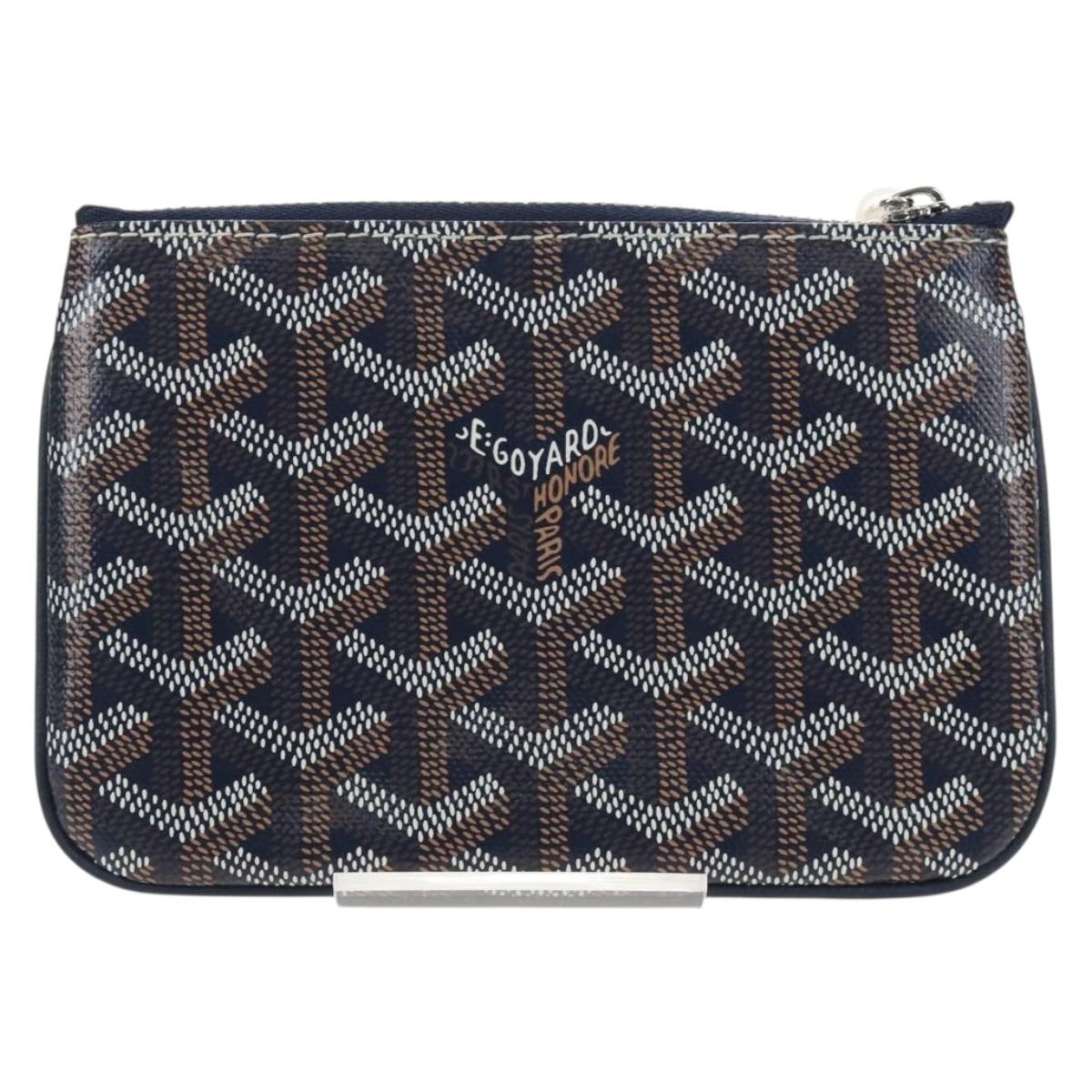 Goyard Herringbone Sena Mini Pouch PVC Leather Navy Auth SW2902SM