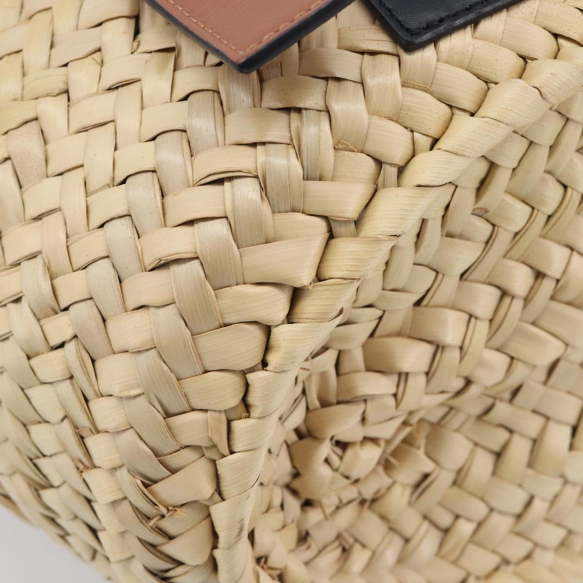 LOEWE Ghibli Soot Sprites Basket Small Hand Bag Raffia Beige Black Auth SW2904SM
