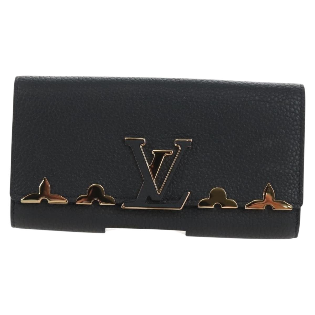 LOUIS VUITTON Portefeuille Capsine Taurillon Black Gold M64551 LV Auth SW2905SAM