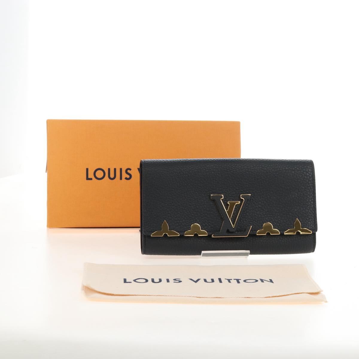 LOUIS VUITTON Portefeuille Capsine Taurillon Black Gold M64551 LV Auth SW2905SAM