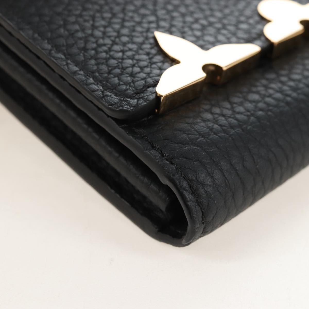 LOUIS VUITTON Portefeuille Capsine Taurillon Black Gold M64551 LV Auth SW2905SAM