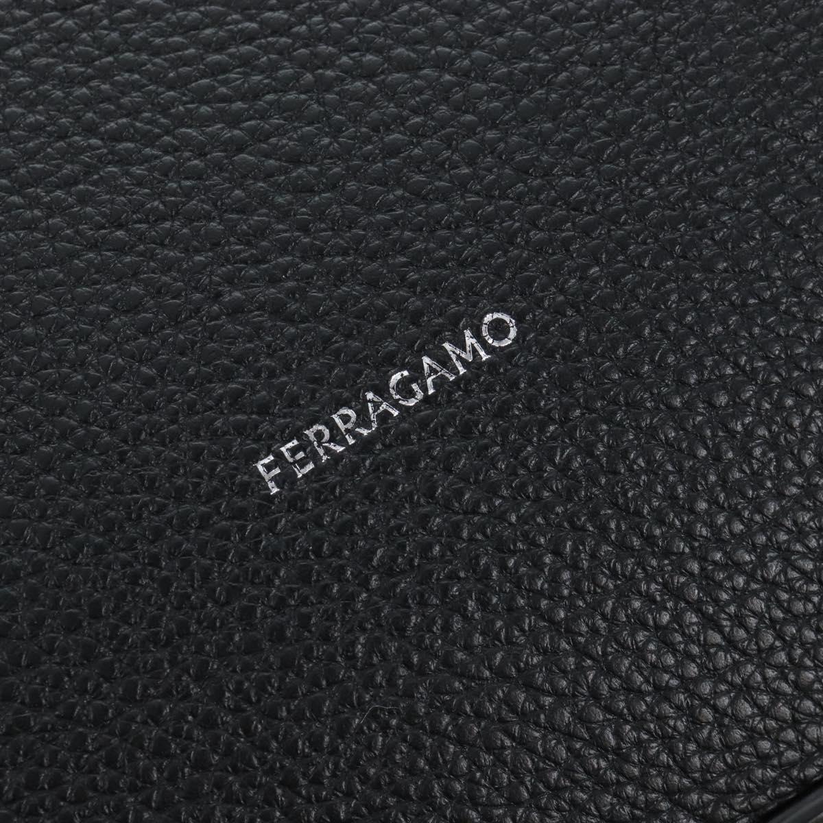 Salvatore Ferragamo Cut Out Tote Bag Leather Black Silver Auth SW2910M
