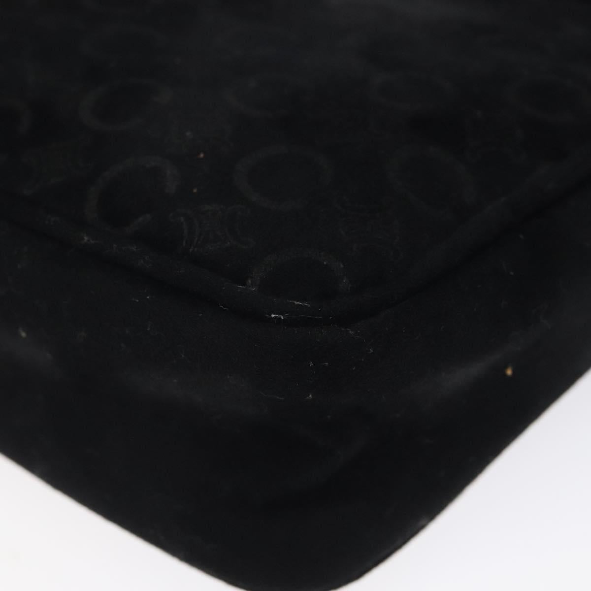 CELINE C Macadam Canvas Hand Bag Suede Black Gold Auth sw301