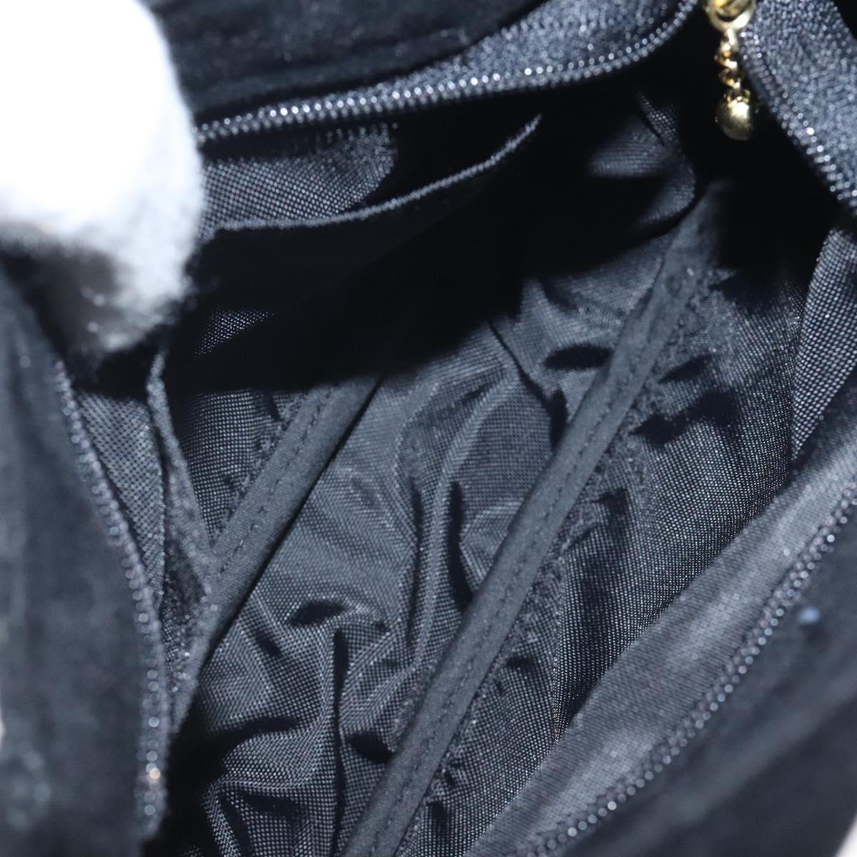 CELINE C Macadam Canvas Hand Bag Suede Black Gold Auth sw301