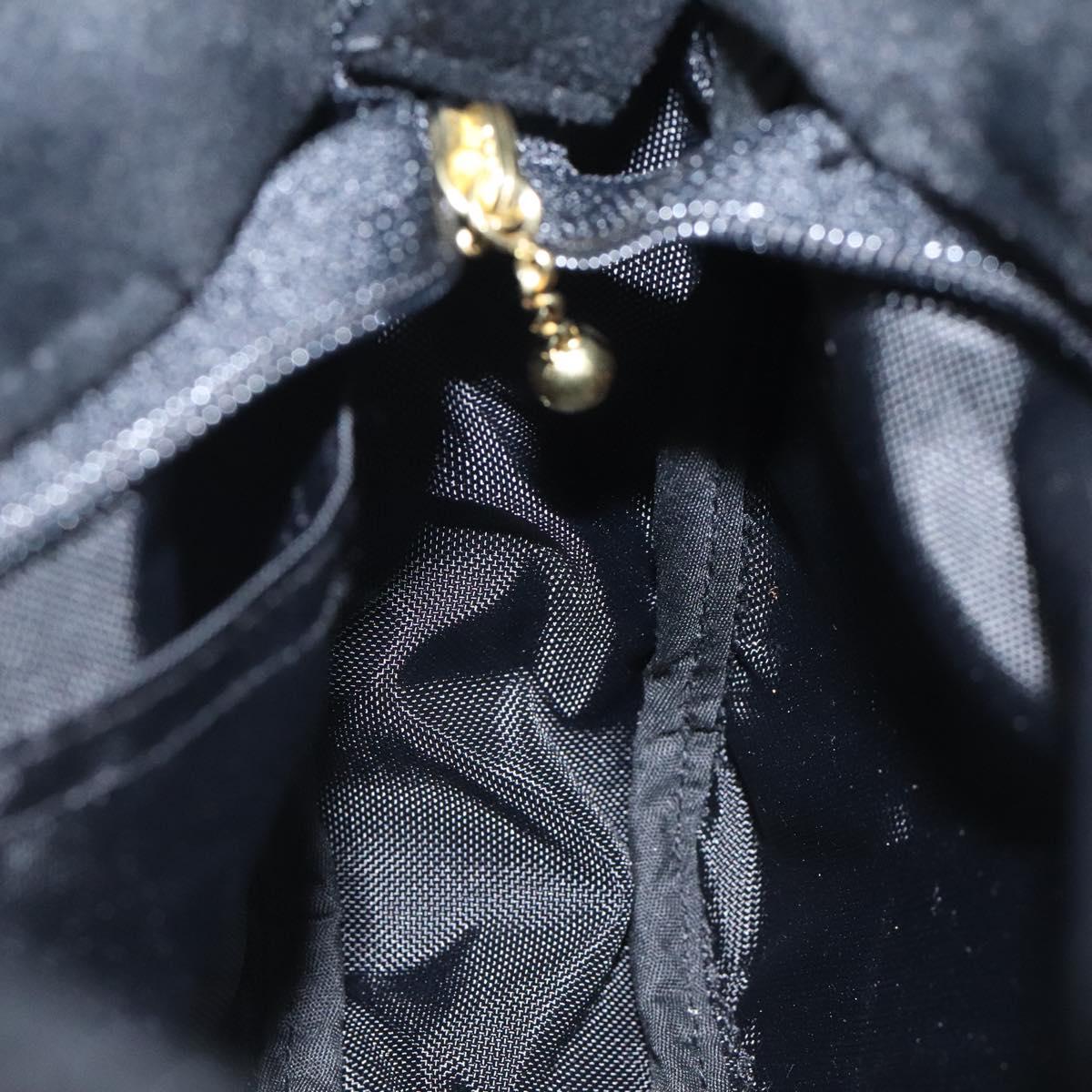 CELINE C Macadam Canvas Hand Bag Suede Black Gold Auth sw301