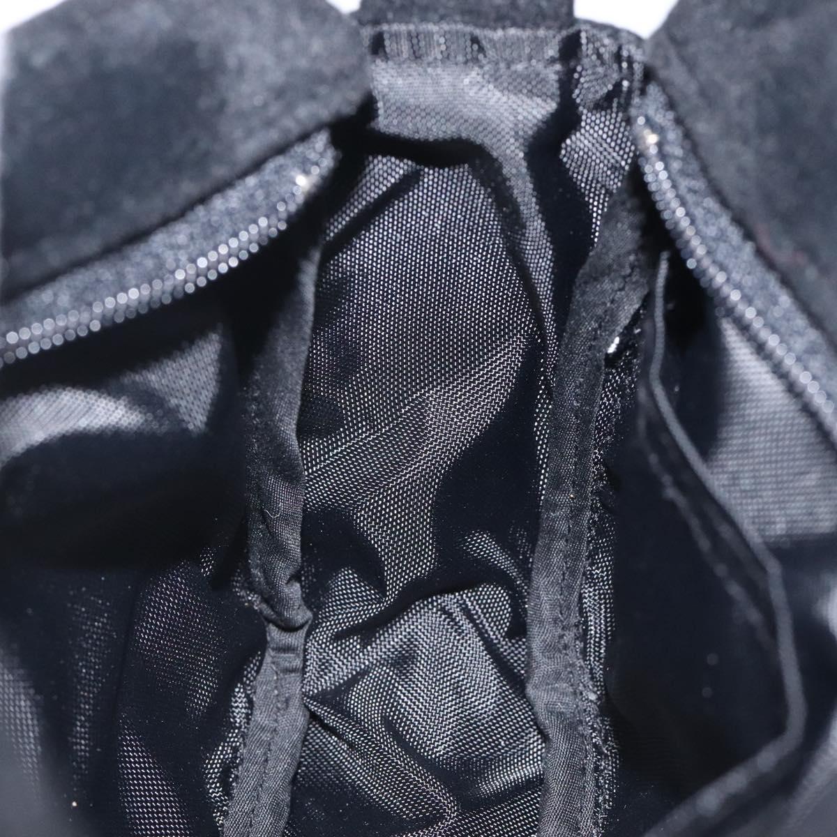 CELINE C Macadam Canvas Hand Bag Suede Black Gold Auth sw301