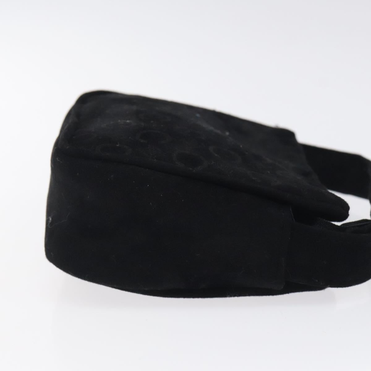 CELINE C Macadam Canvas Hand Bag Suede Black Gold Auth sw301