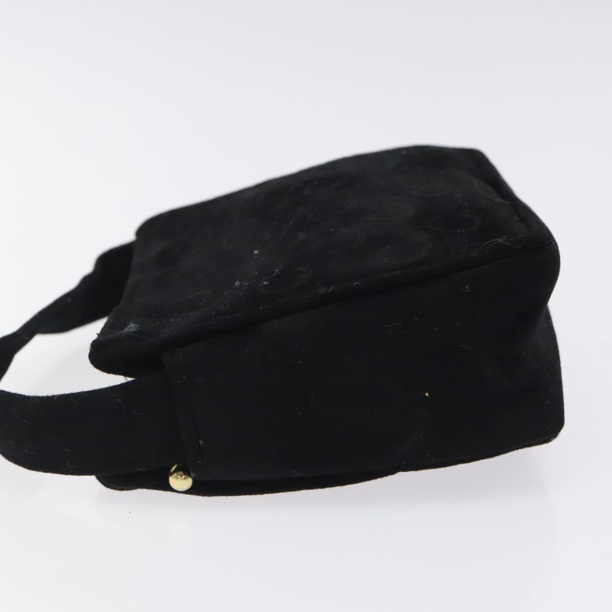 CELINE C Macadam Canvas Hand Bag Suede Black Gold Auth sw301