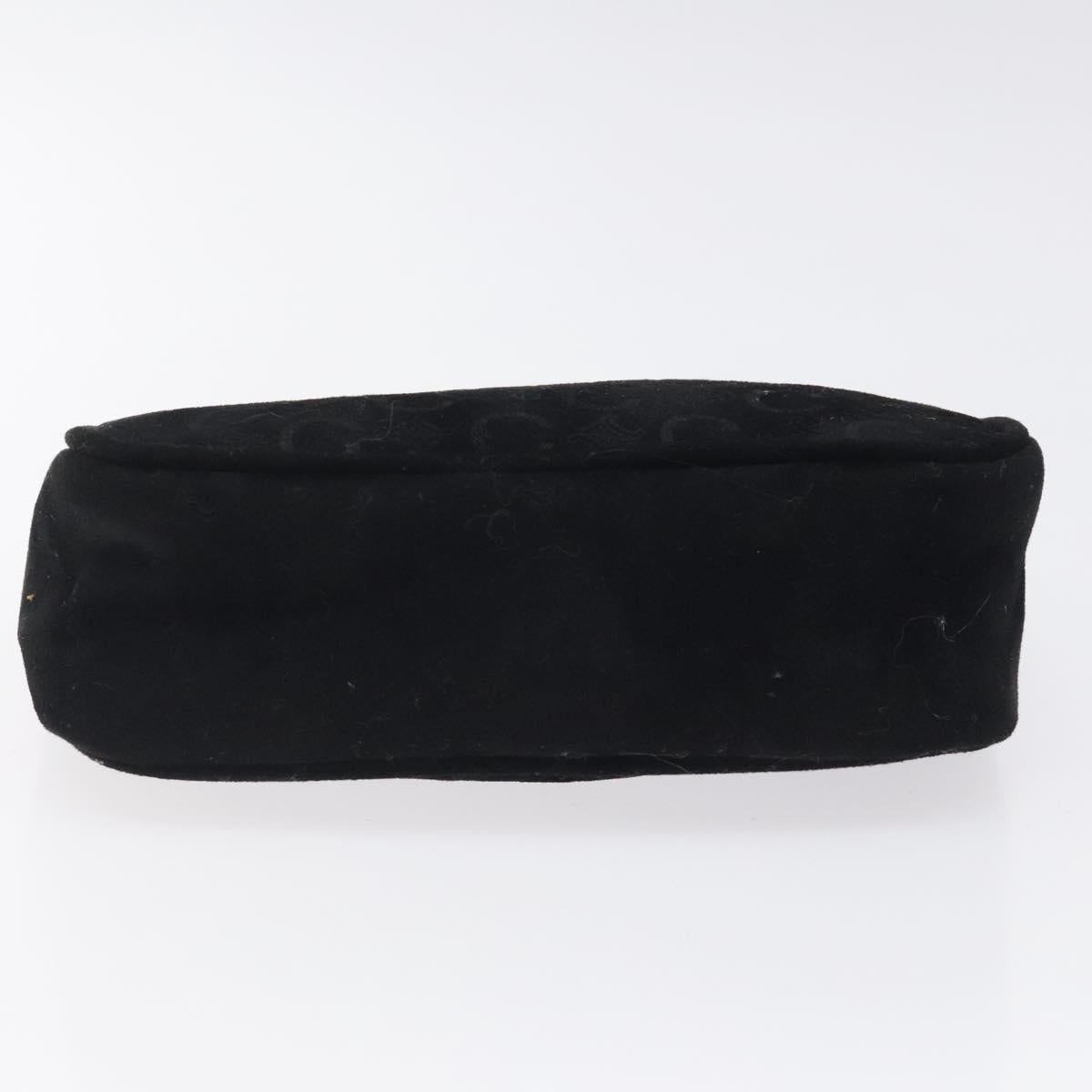 CELINE C Macadam Canvas Hand Bag Suede Black Gold Auth sw301