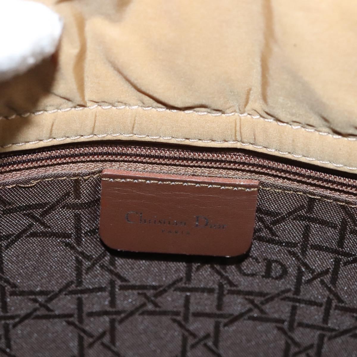Christian Dior Lady Dior Hand Bag Nylon Plastic Beige Silver Auth sw312