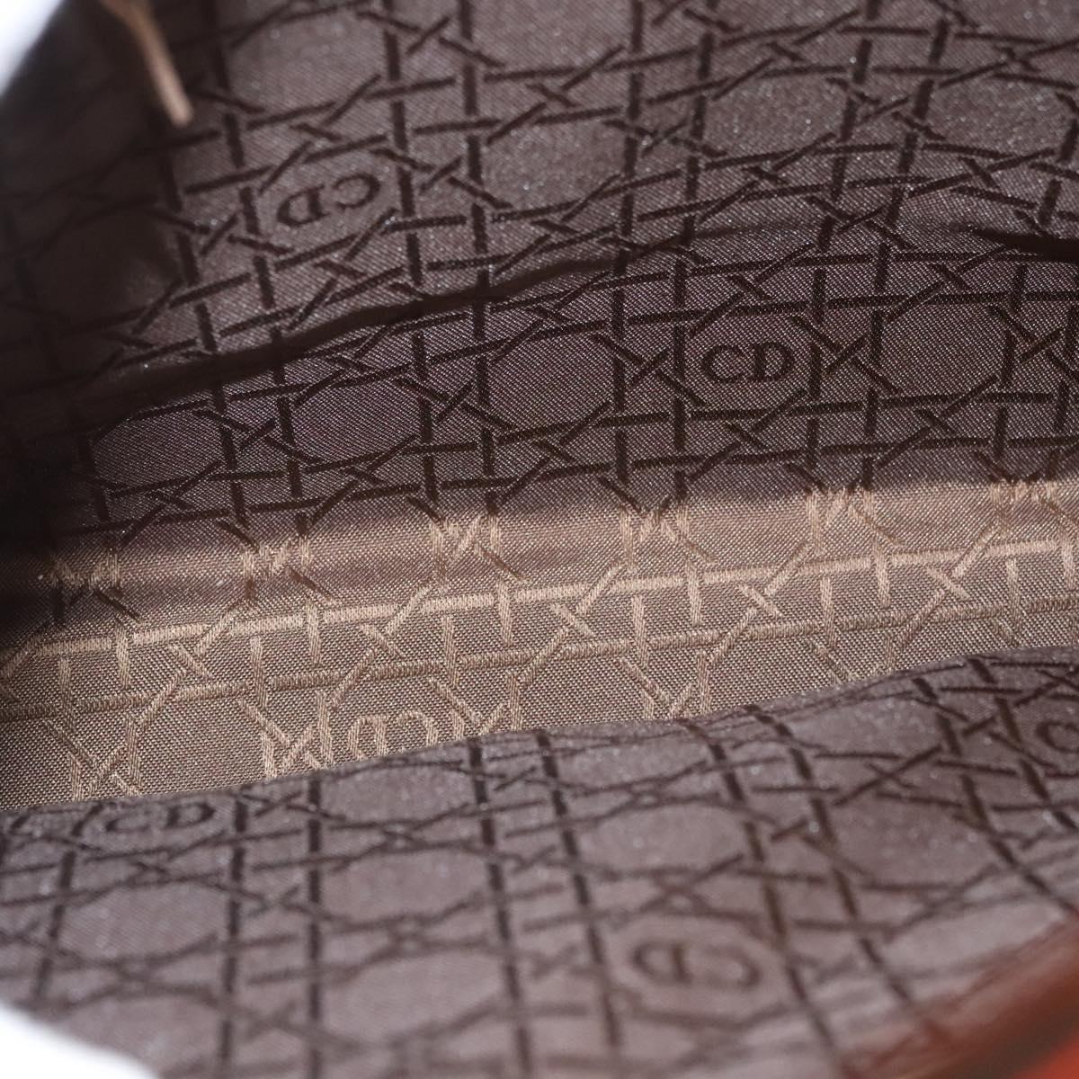 Christian Dior Lady Dior Hand Bag Nylon Plastic Beige Silver Auth sw312