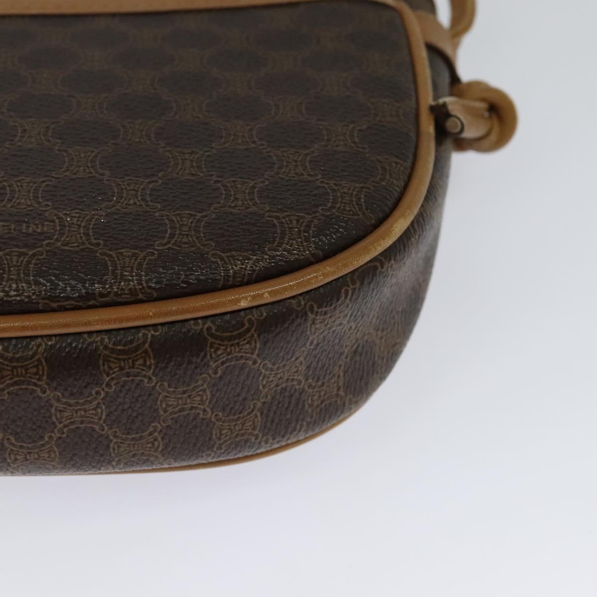 CELINE Macadam Canvas Shoulder Bag PVC Leather Brown Gold Auth sw330