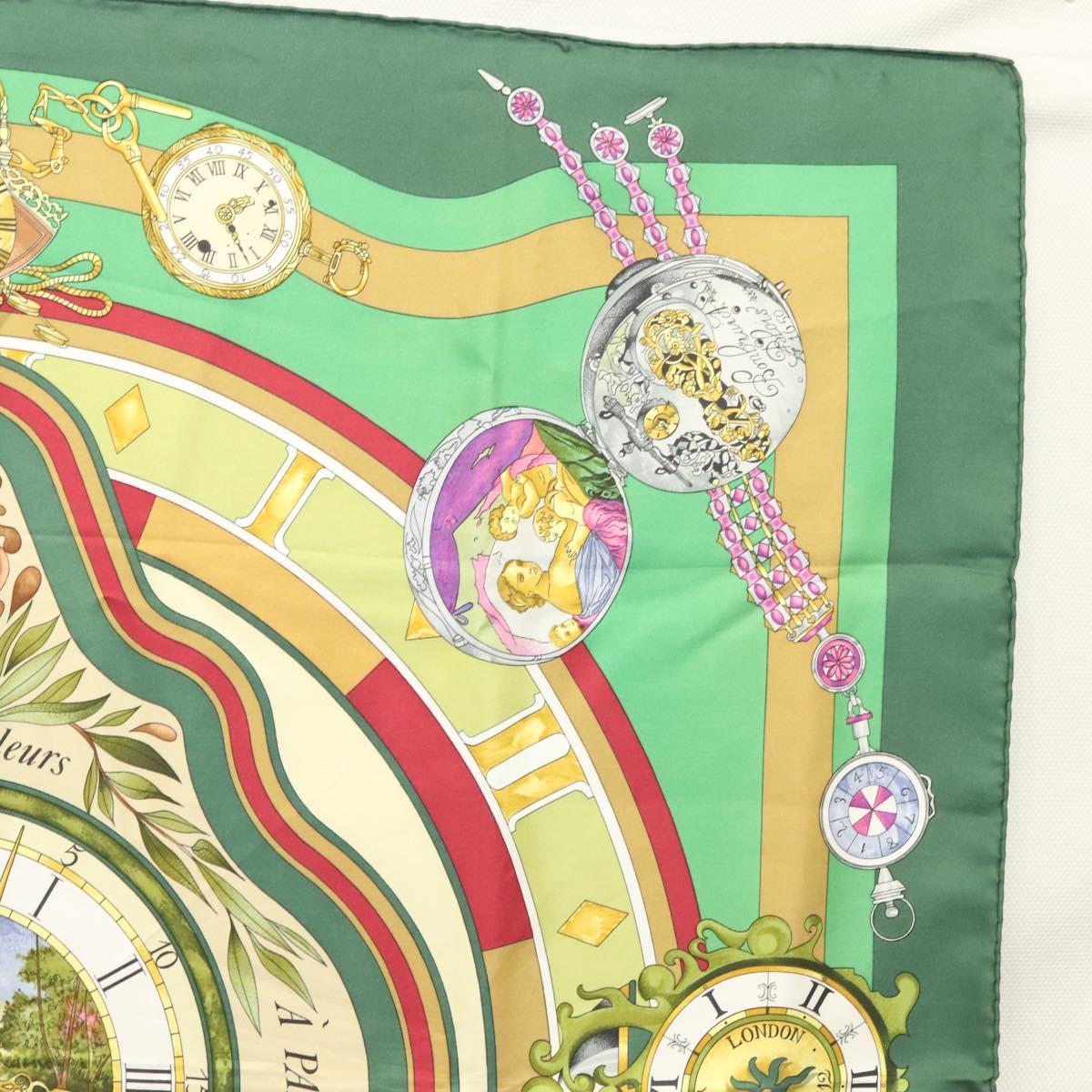 HERMES Carre 90 Scarf ""Parmi les fleurs je compte les heures"" Silk Auth sw335