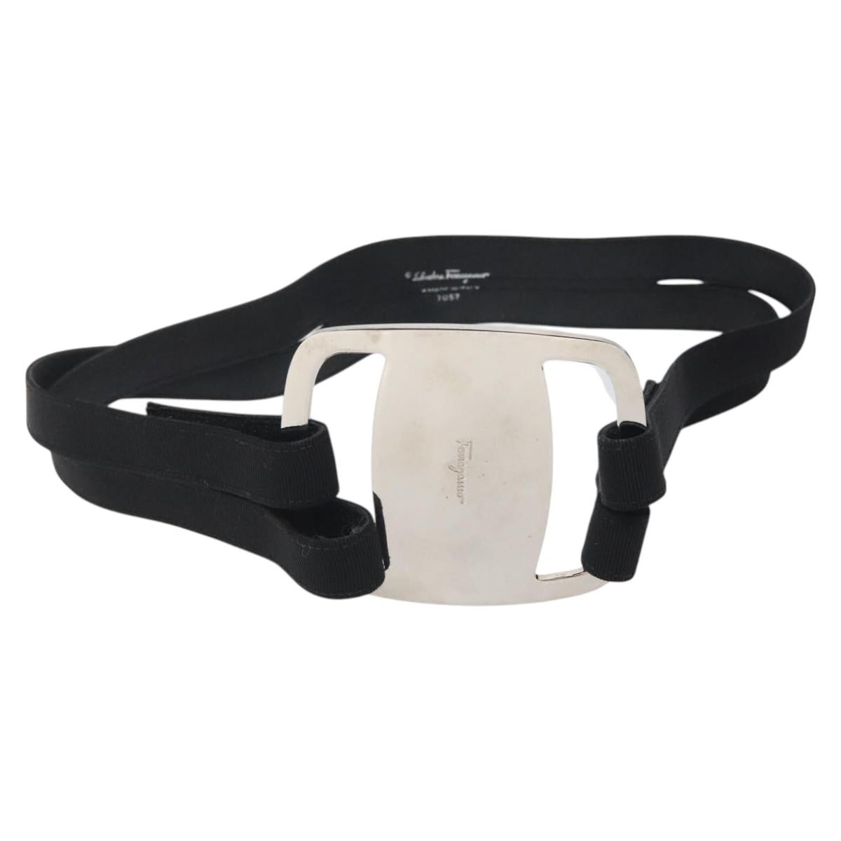 Salvatore Ferragamo Vala Belt Canvas 28.7"" Black Auth sw378