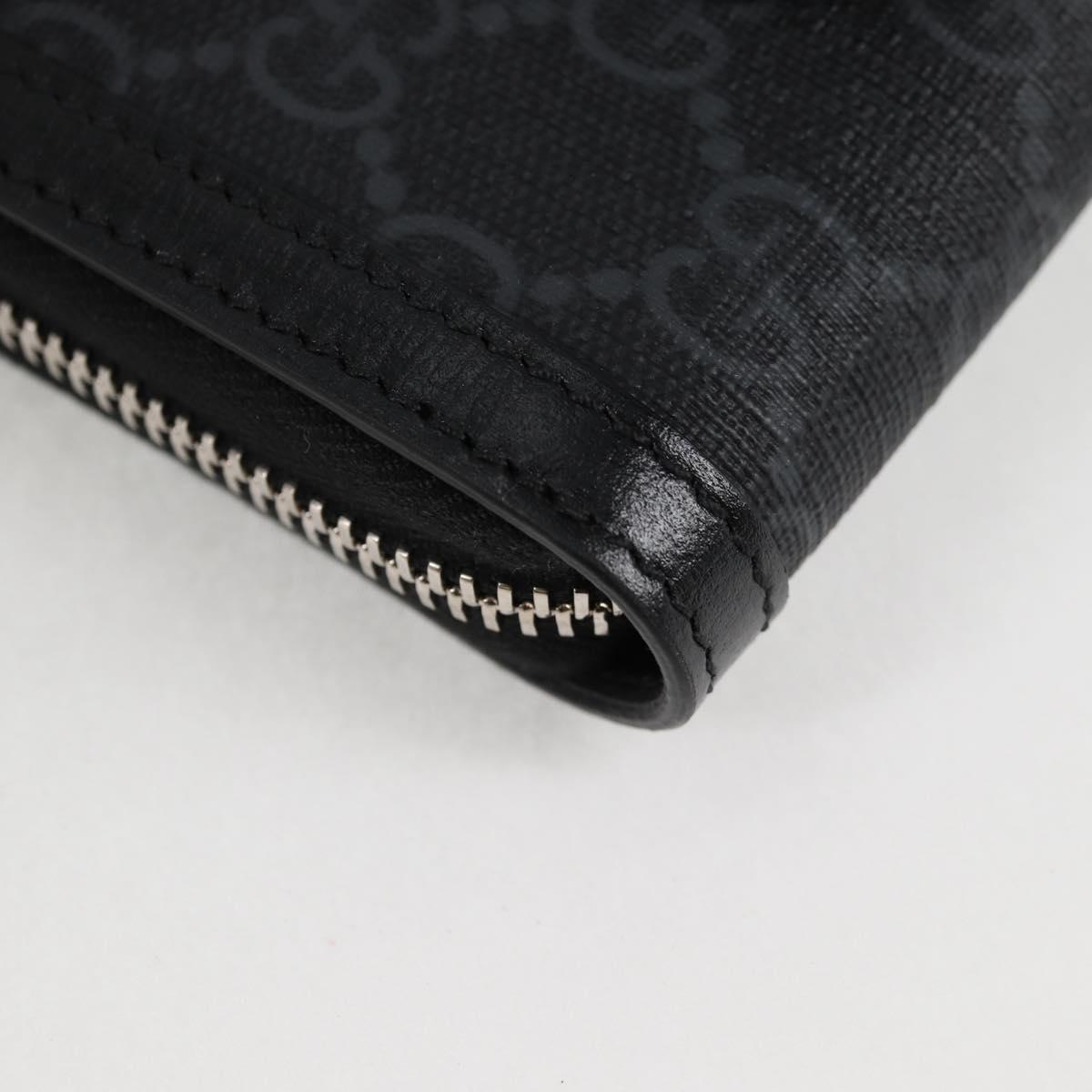 GUCCI GG Supreme Phone Holder Shoulder Bag PVC Black Silver 724357 Auth sw385M