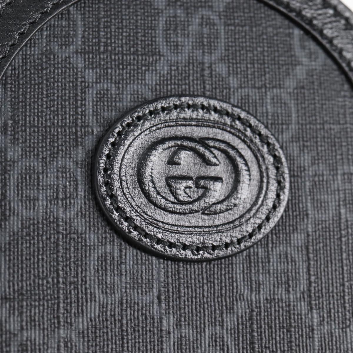 GUCCI GG Supreme Phone Holder Shoulder Bag PVC Black Silver 724357 Auth sw385M