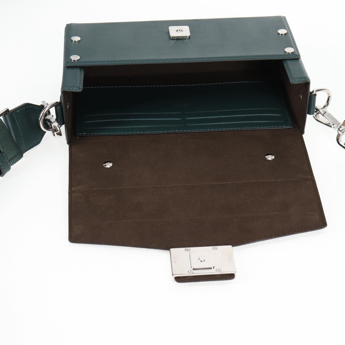 FENDI Zucca Canvas Baguette Soft Trunk Hand Bag Leather 2way Green Auth sw386AM