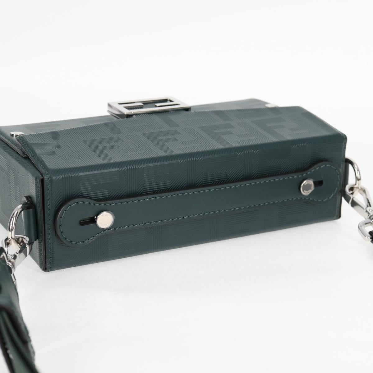 FENDI Zucca Canvas Baguette Soft Trunk Hand Bag Leather 2way Green Auth sw386AM