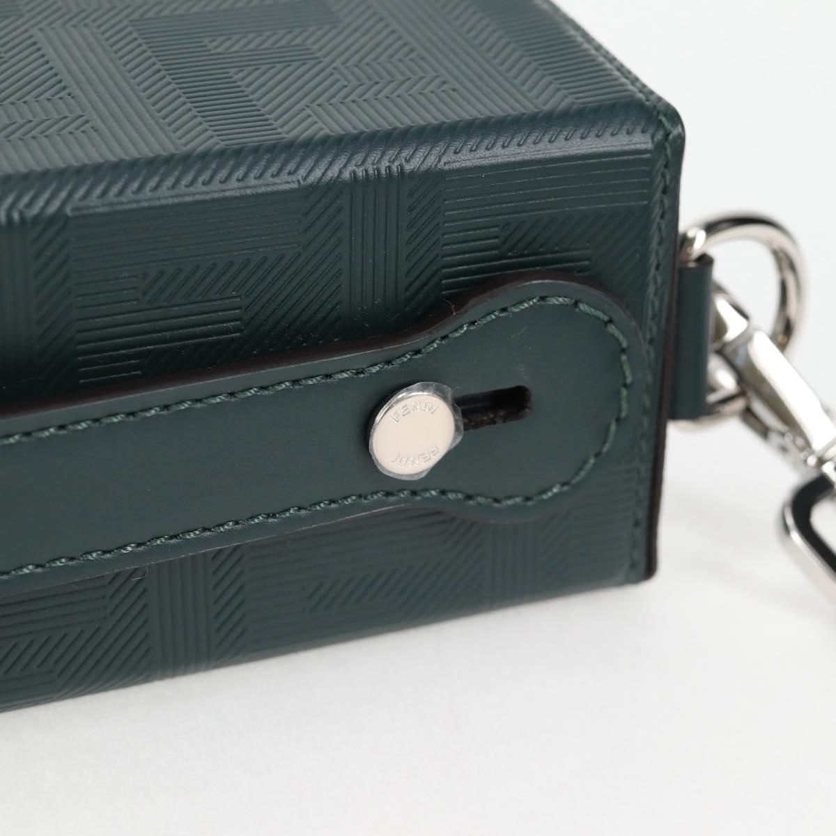 FENDI Zucca Canvas Baguette Soft Trunk Hand Bag Leather 2way Green Auth sw386AM