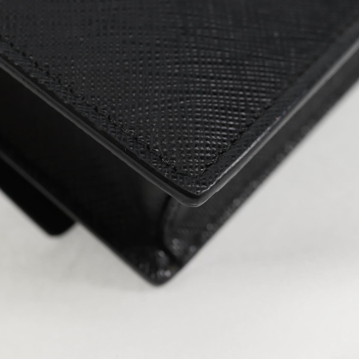 PRADA Chain Card Case Safiano leather Black Auth sw390AM