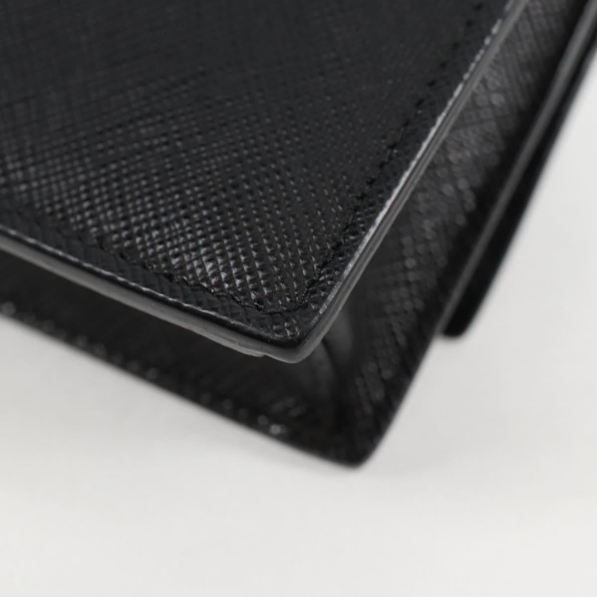 PRADA Chain Card Case Safiano leather Black Auth sw390AM