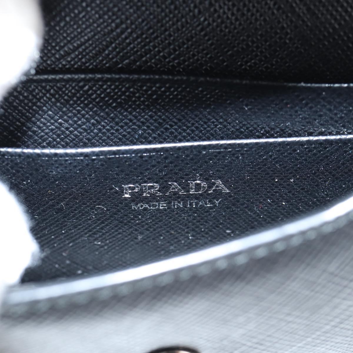 PRADA Chain Card Case Safiano leather Black Auth sw390AM
