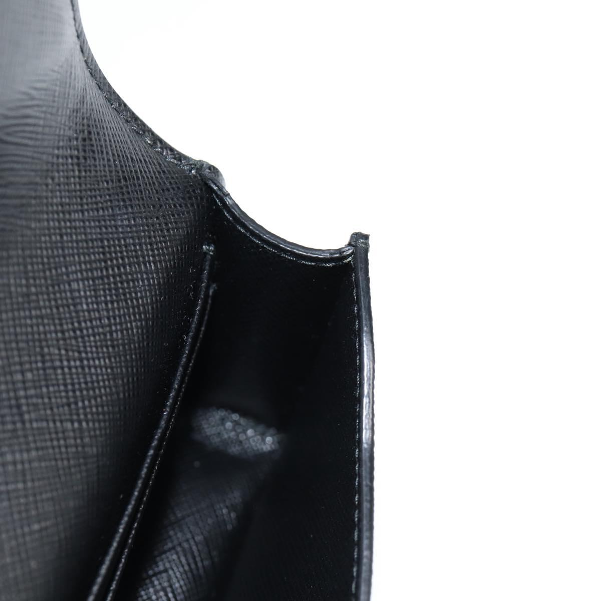 PRADA Chain Card Case Safiano leather Black Auth sw390AM