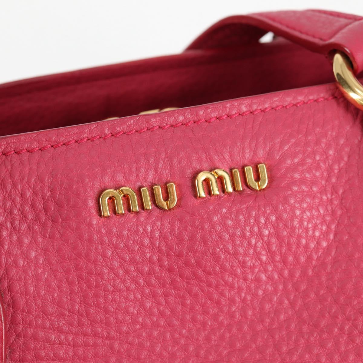 Miu Miu Hand Bag Leather 2way Pink Gold Auth sw401M