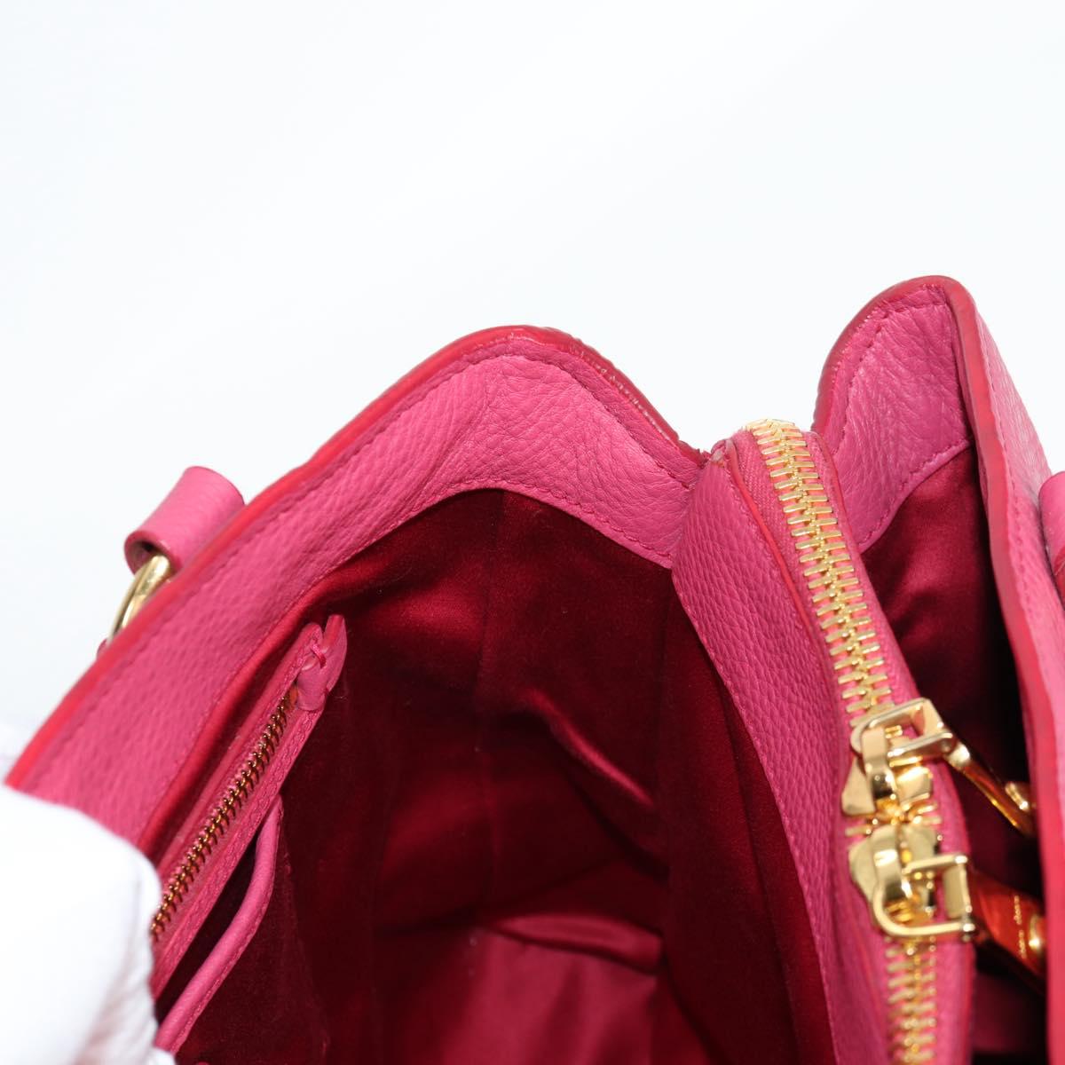 Miu Miu Hand Bag Leather 2way Pink Gold Auth sw401M