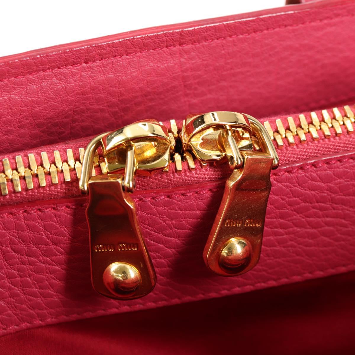 Miu Miu Hand Bag Leather 2way Pink Gold Auth sw401M