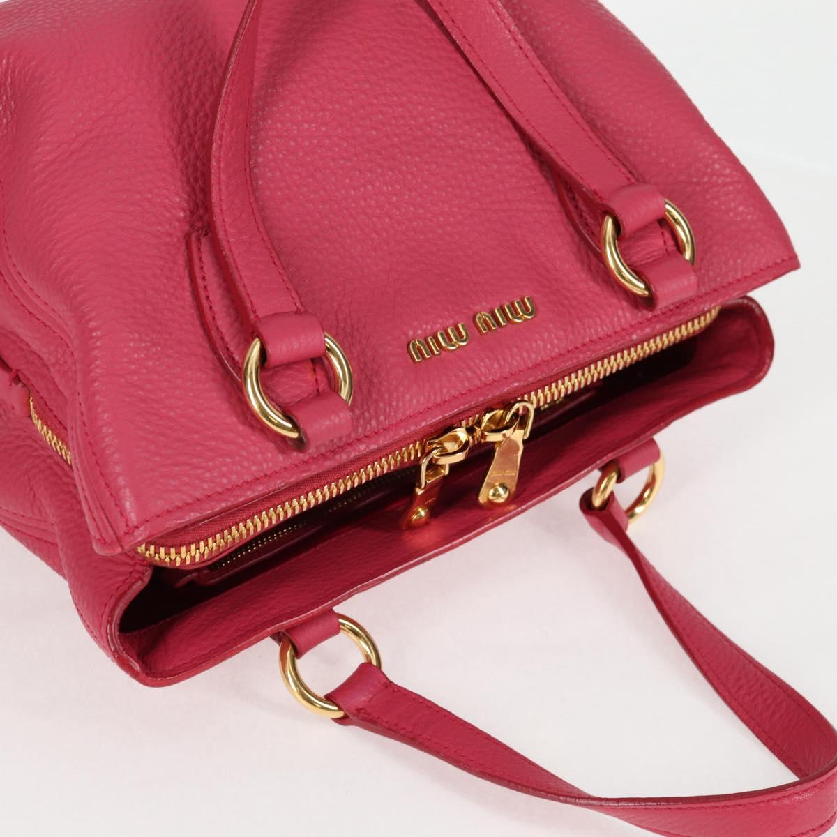 Miu Miu Hand Bag Leather 2way Pink Gold Auth sw401M
