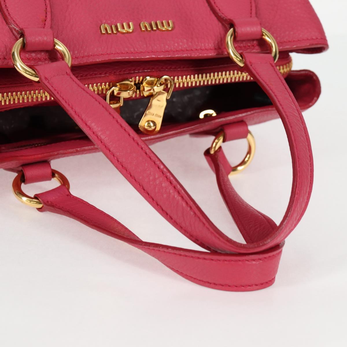 Miu Miu Hand Bag Leather 2way Pink Gold Auth sw401M
