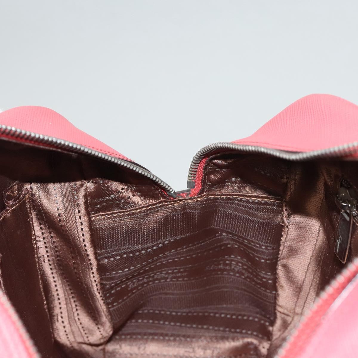 Salvatore Ferragamo Hand Bag Leather Pink Silver Auth sw403