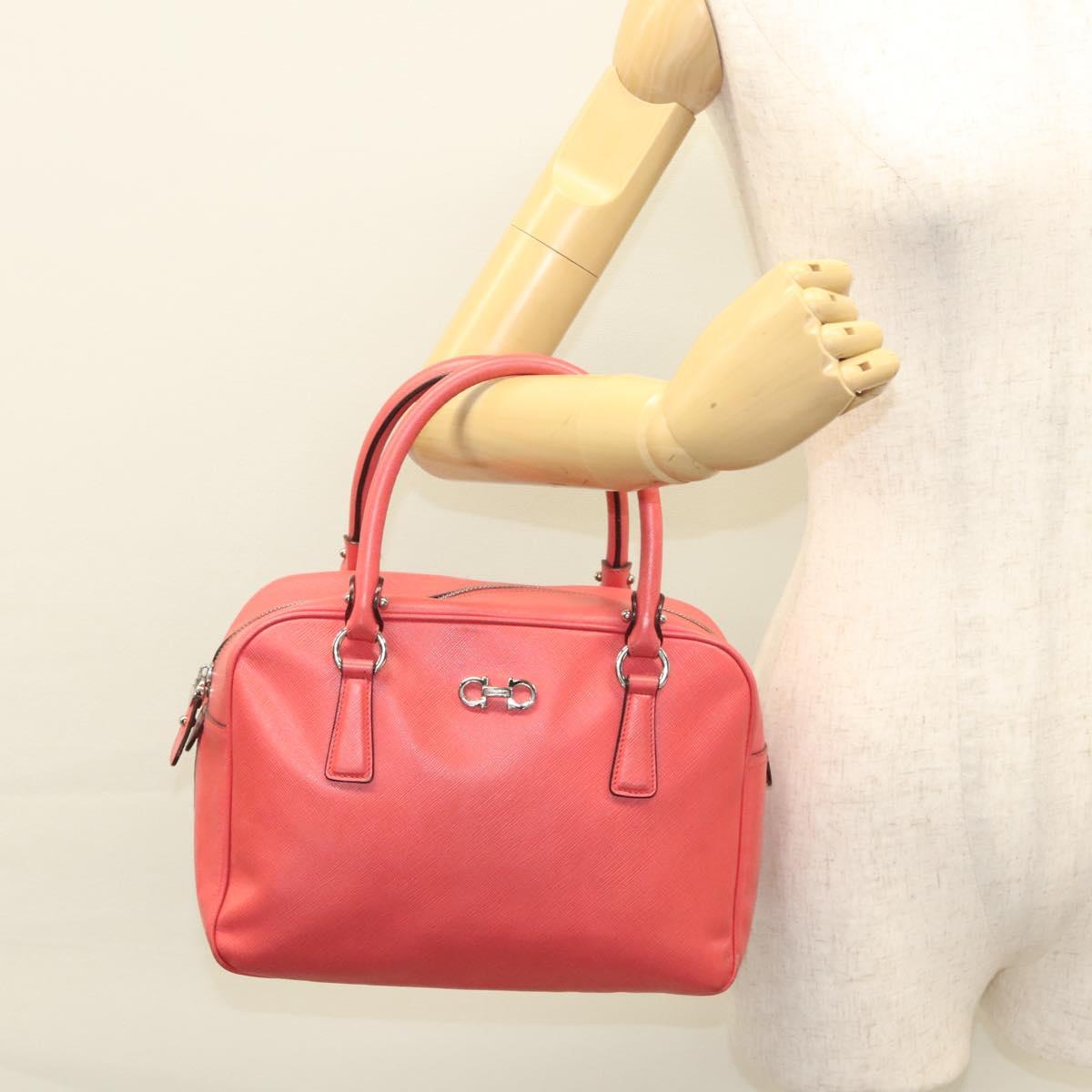 Salvatore Ferragamo Hand Bag Leather Pink Silver Auth sw403