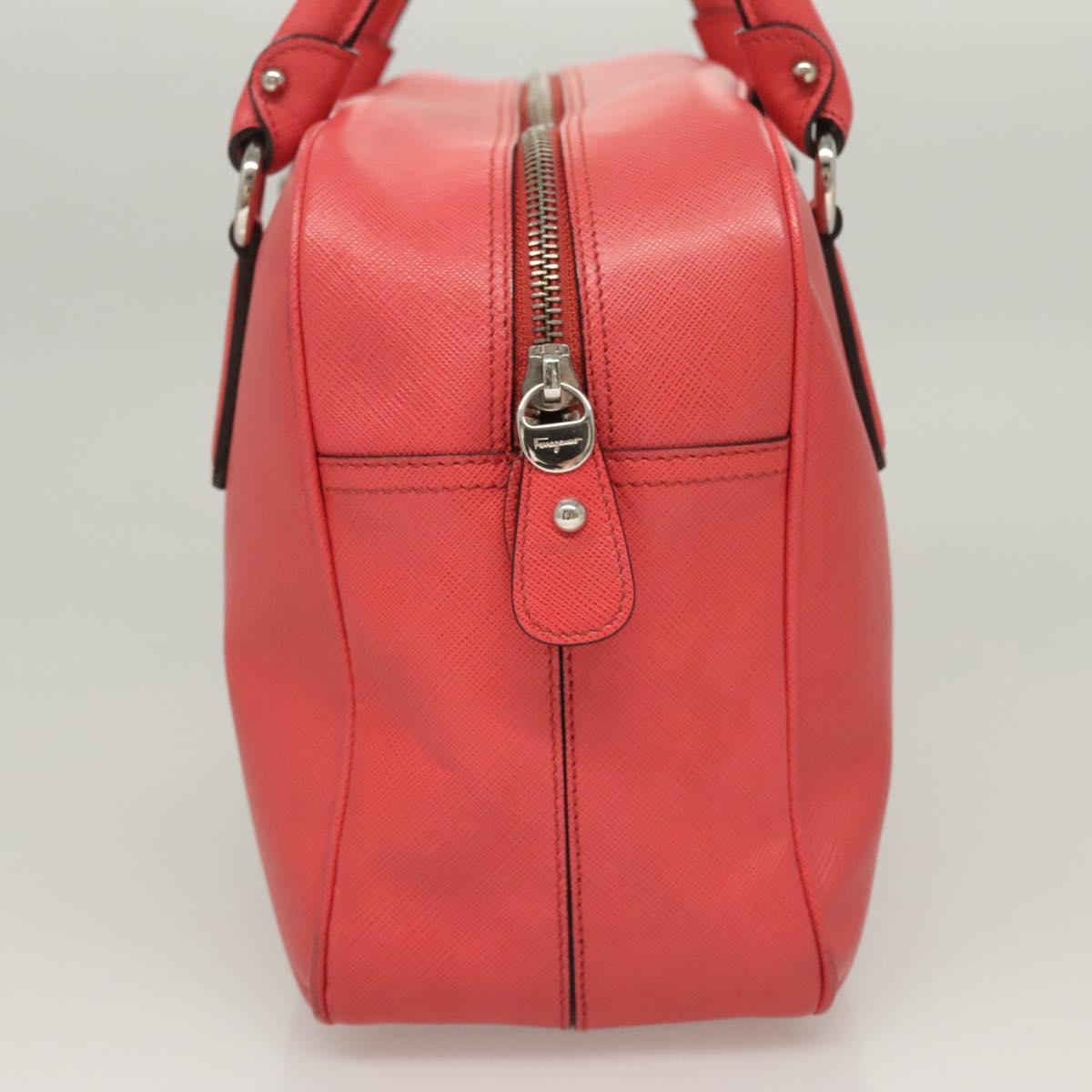 Salvatore Ferragamo Hand Bag Leather Pink Silver Auth sw403