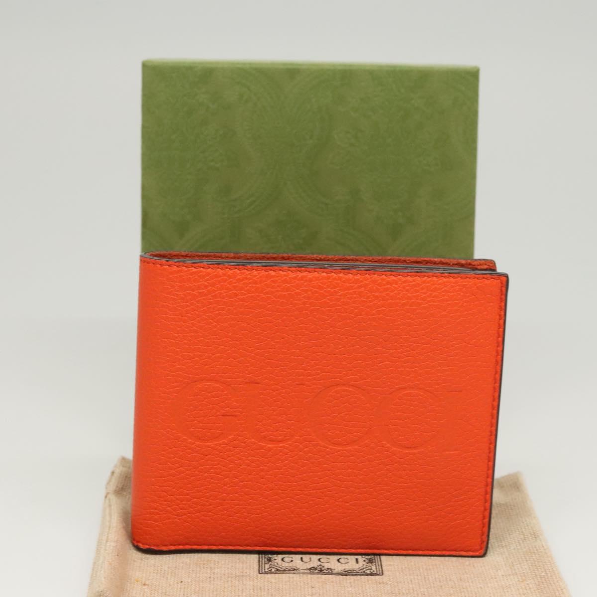 GUCCI Bifold Wallet Leather Orange 658681 Auth sw411