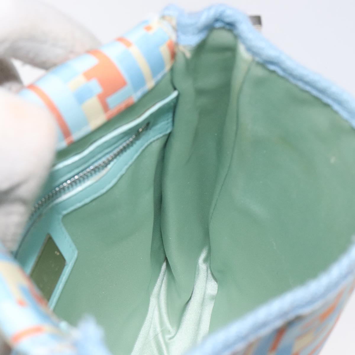 FENDI Shoulder Bag Canvas Light Blue Silver Auth sw413