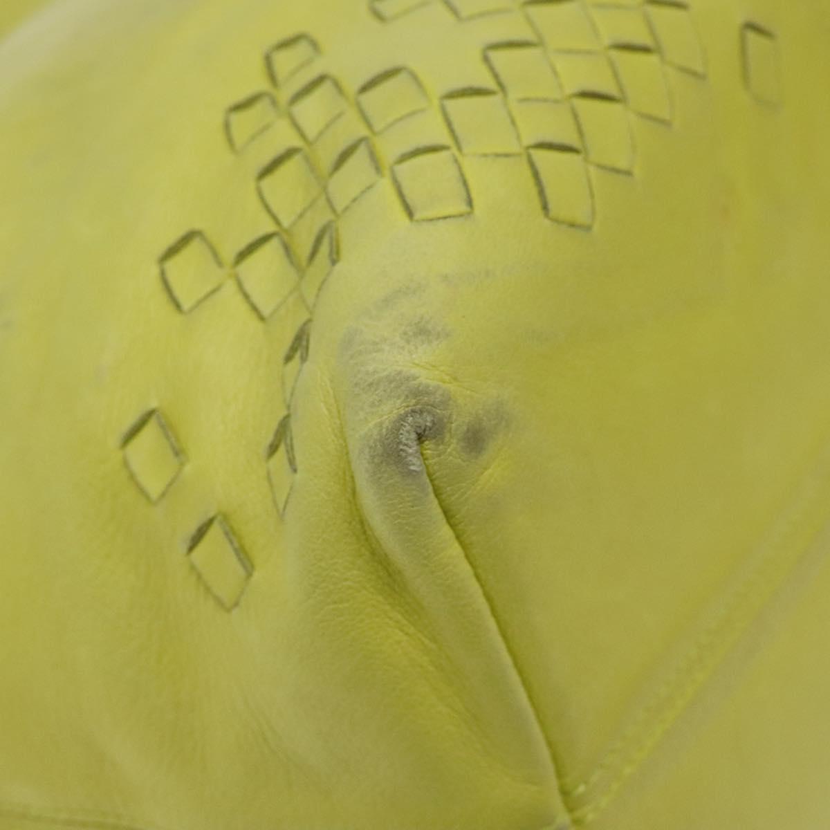 BOTTEGA VENETA Hand Bag Leather Yellow 131673 Auth sw416