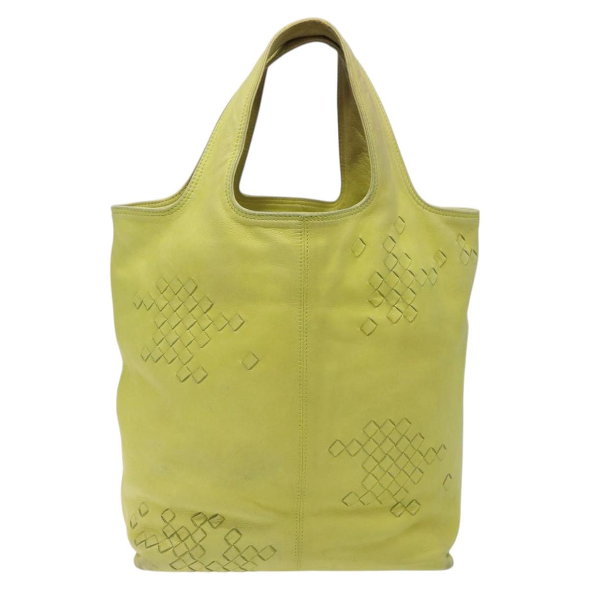 BOTTEGA VENETA Hand Bag Leather Yellow 131673 Auth sw416