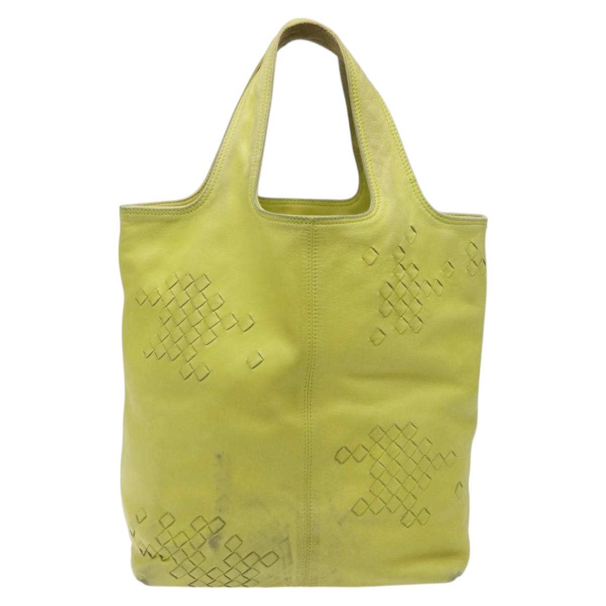 BOTTEGA VENETA Hand Bag Leather Yellow 131673 Auth sw416