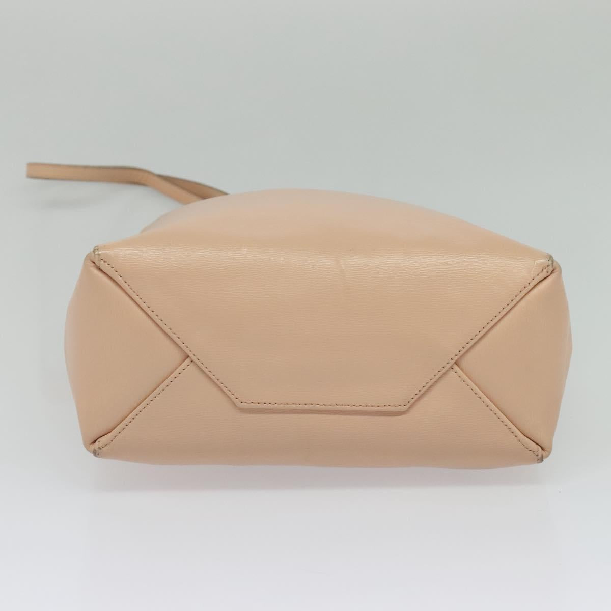 CELINE Vertical Cavas Hand Bag Leather 2way Pink Gold Auth sw418