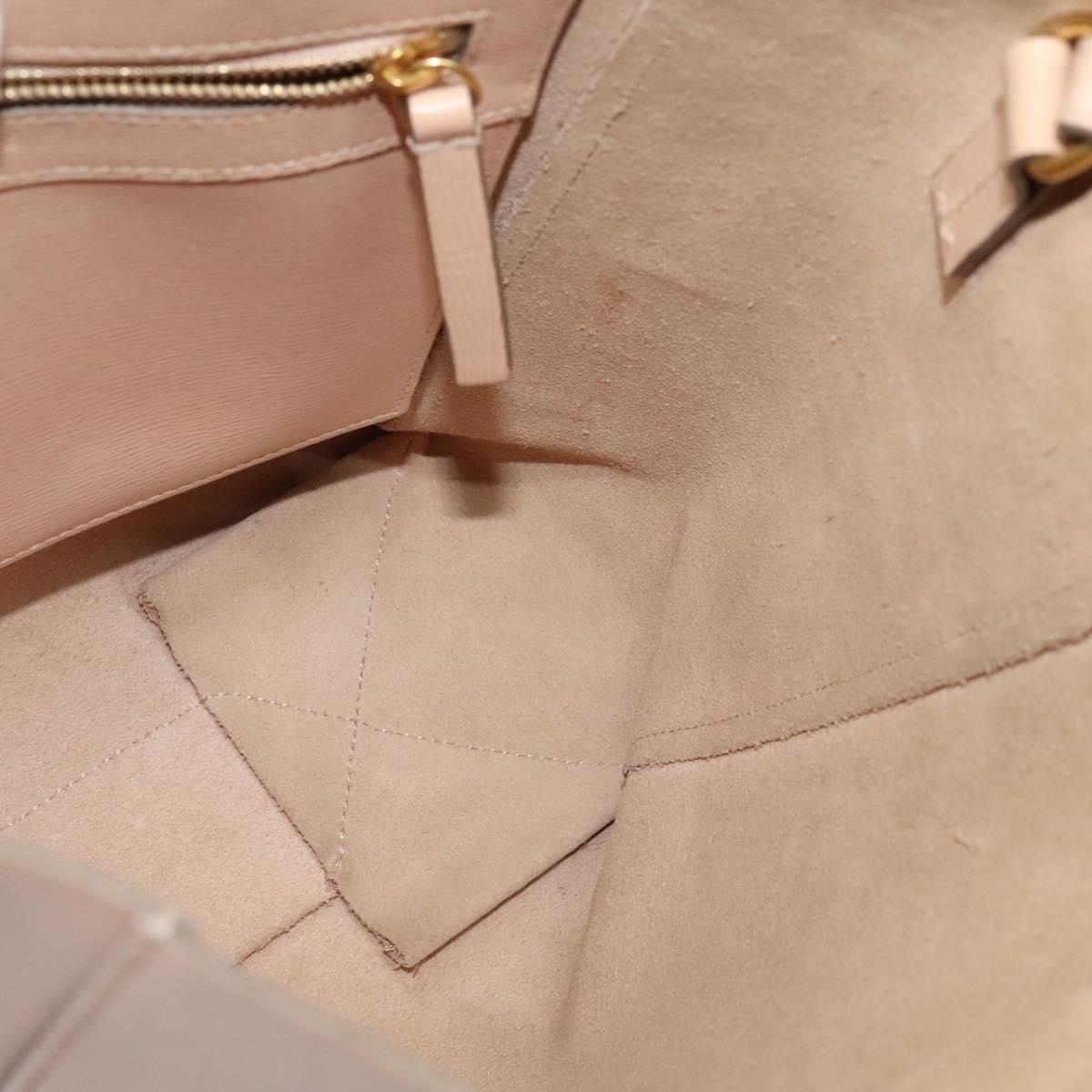 CELINE Vertical Cavas Hand Bag Leather 2way Pink Gold Auth sw418