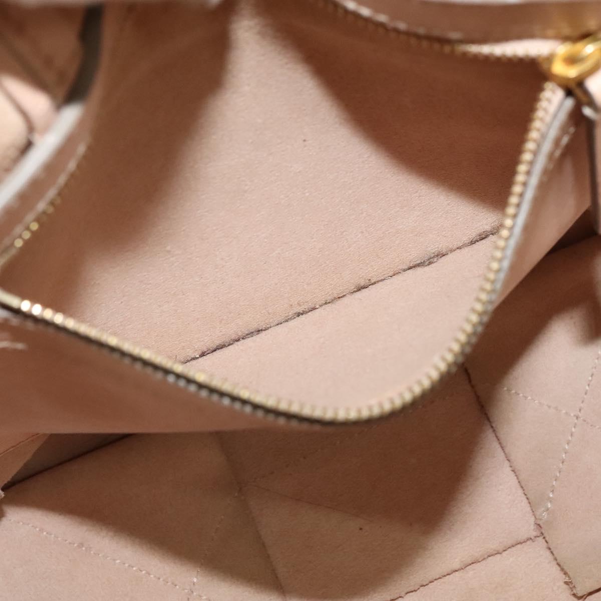 CELINE Vertical Cavas Hand Bag Leather 2way Pink Gold Auth sw418