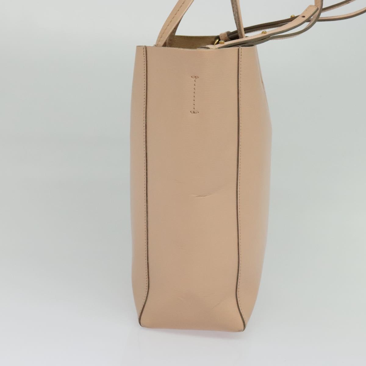 CELINE Vertical Cavas Hand Bag Leather 2way Pink Gold Auth sw418