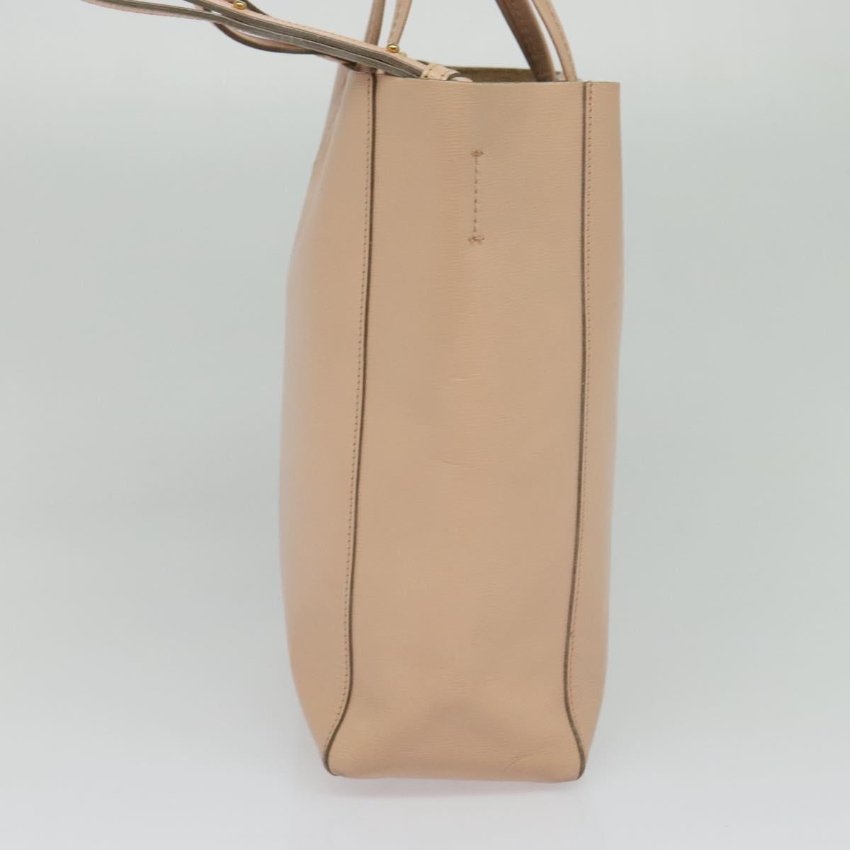 CELINE Vertical Cavas Hand Bag Leather 2way Pink Gold Auth sw418