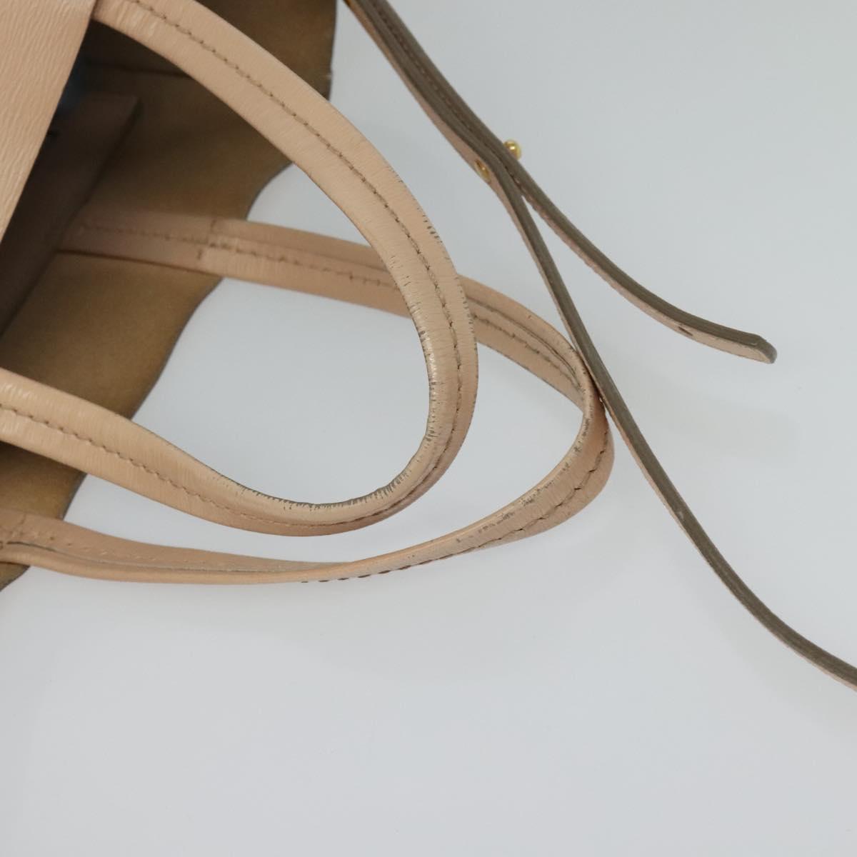 CELINE Vertical Cavas Hand Bag Leather 2way Pink Gold Auth sw418