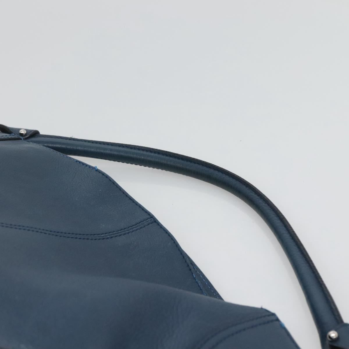 Salvatore Ferragamo Gancini Hand Bag Leather Blue Silver Auth sw420