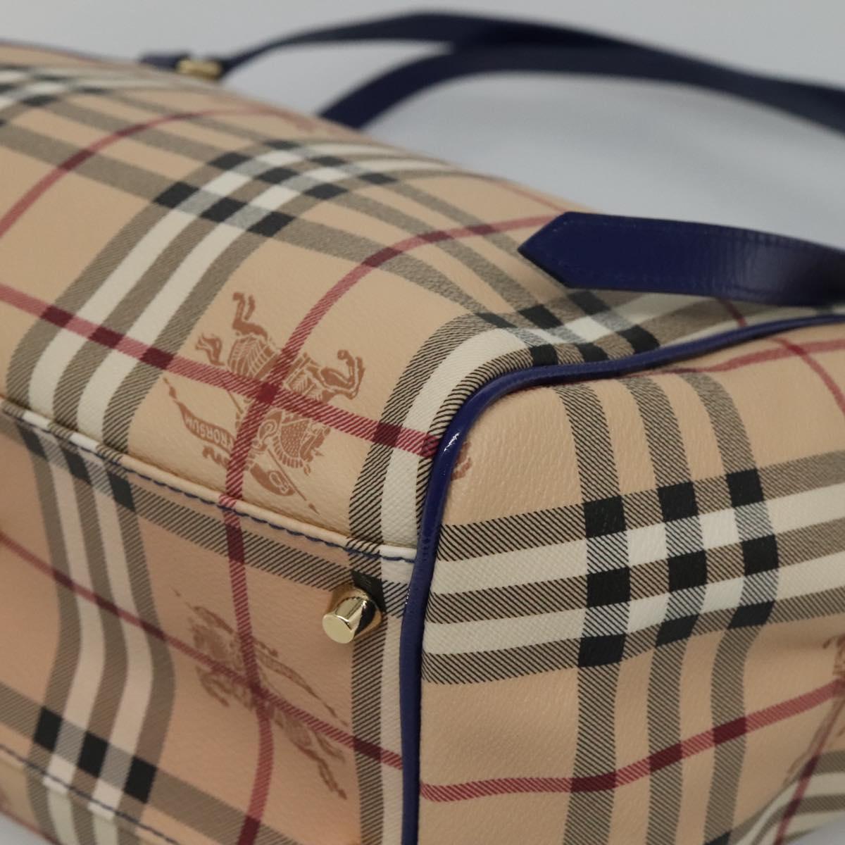 BURBERRY Nova Check Tote Bag PVC Beige Gold Auth sw421