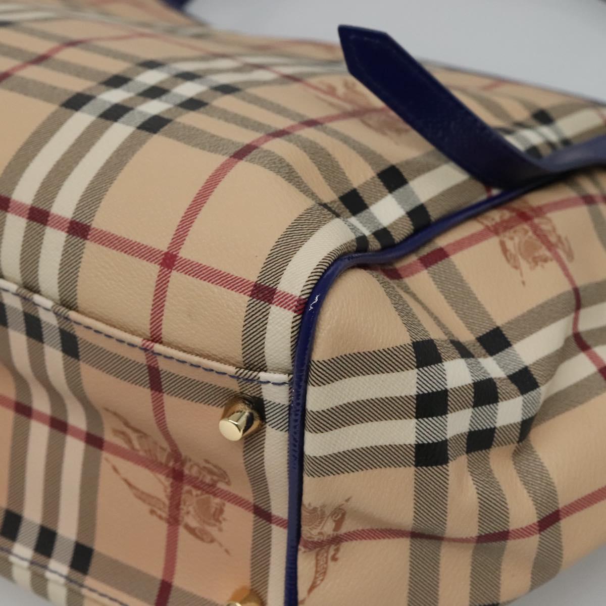 BURBERRY Nova Check Tote Bag PVC Beige Gold Auth sw421